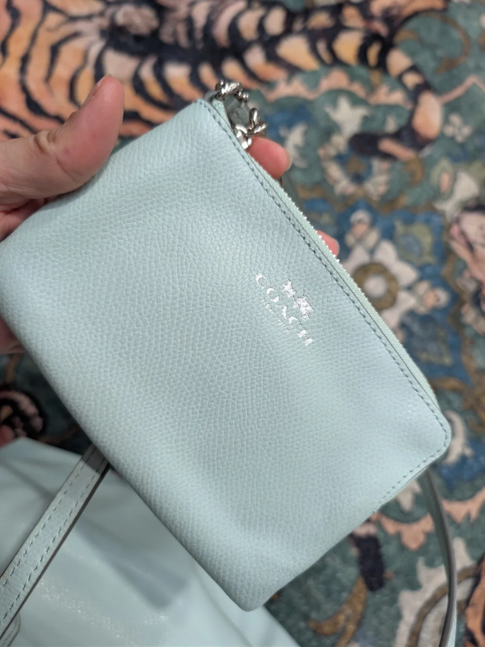 COACH Women's Light Mint Leather Tote with Wristlet